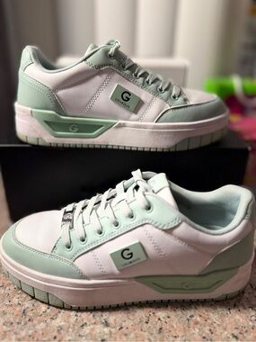 Guess Women's White and Mint Low-Top Athletic Sneakers